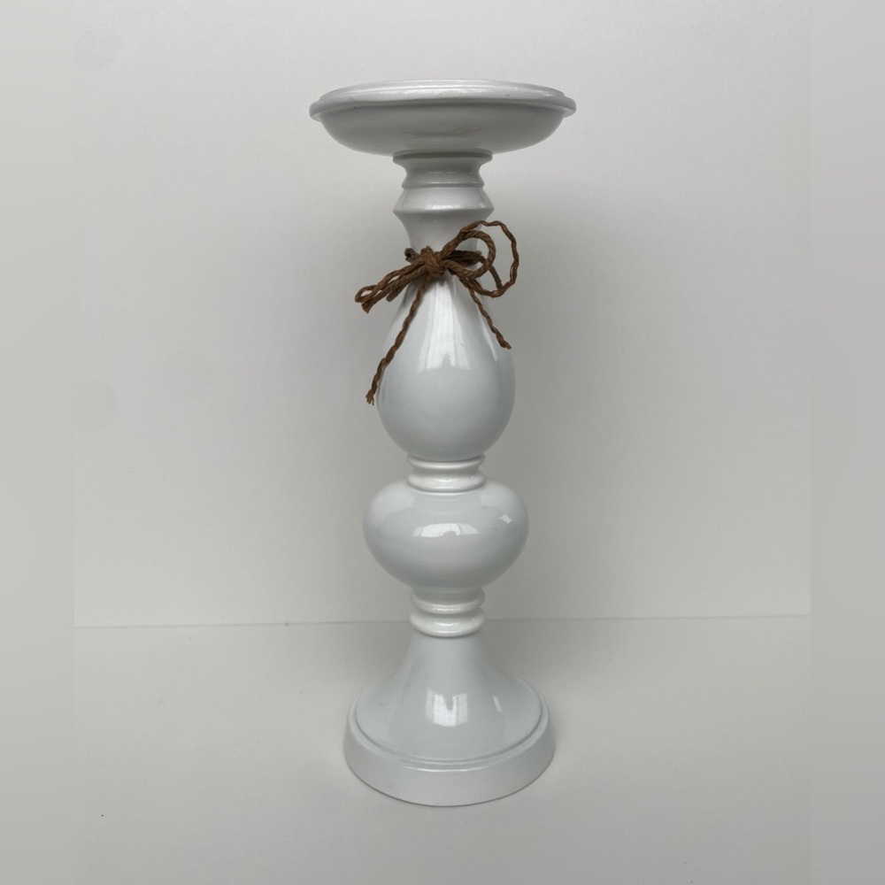 Decorative White Pillar Candle Holder